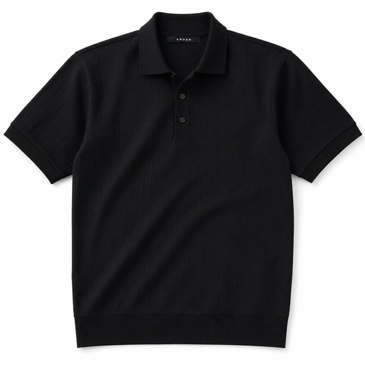 Poloche Negro Texturizado para Hombre | Cuello Polo Elegante | ARDER