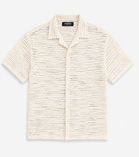 Camisa Crochet Beige para Hombre | Manga Corta Premium | Arder República Dominicana