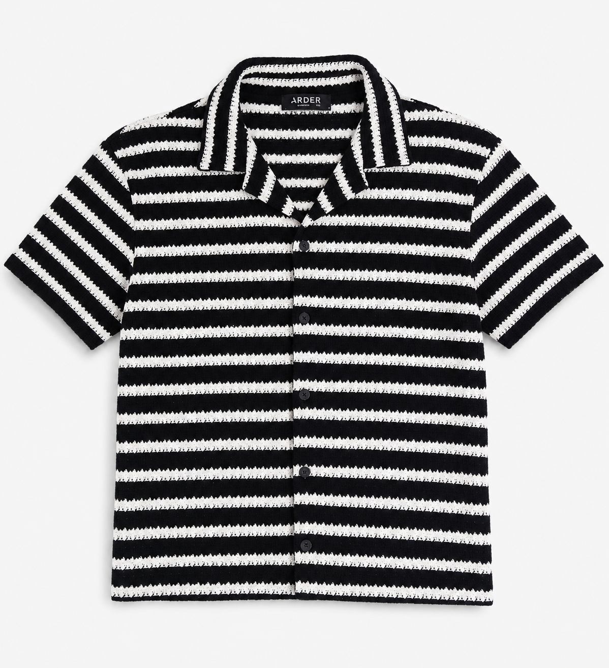 Camisa Crochet Rayas Blanco y Negro para Hombre | Arder República Dominicana