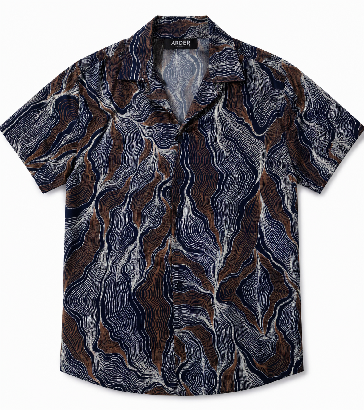 Camisa Resort Estampada Azul y Marrón para Hombre | Arder