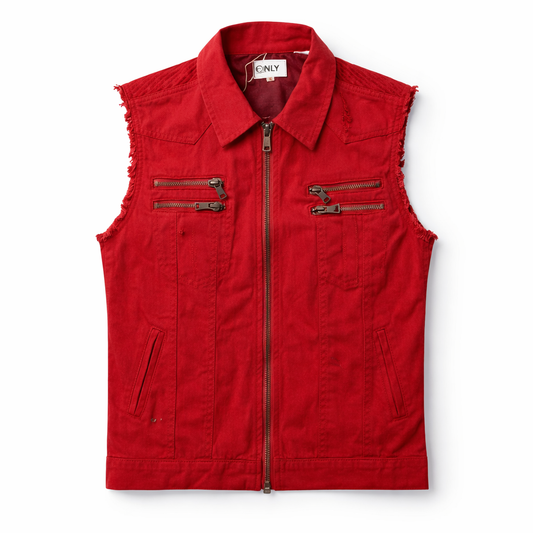Chaleco Urban Biker Hombre | Negro y Rojo