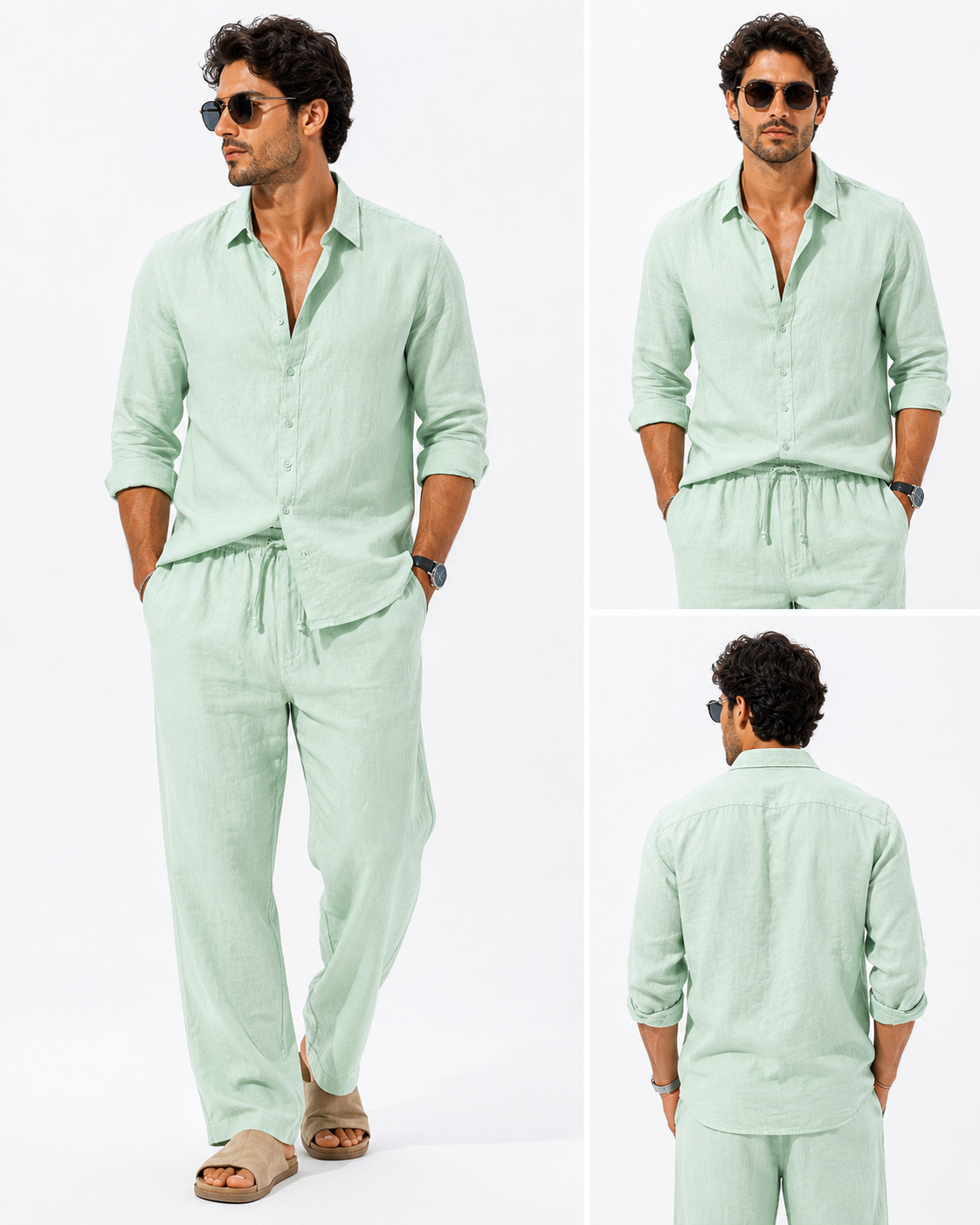 Conjunto de Lino Verde Menta para Hombre | Arder