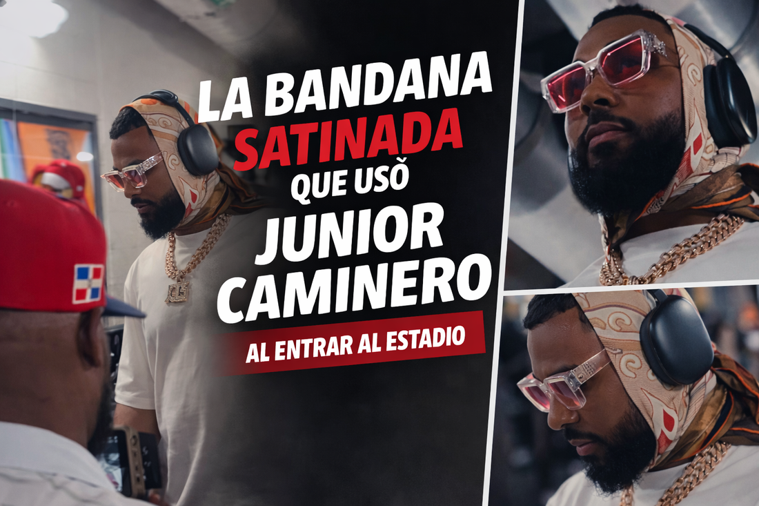La bandana satinada que usó Junior Caminero al entrar al estadio
