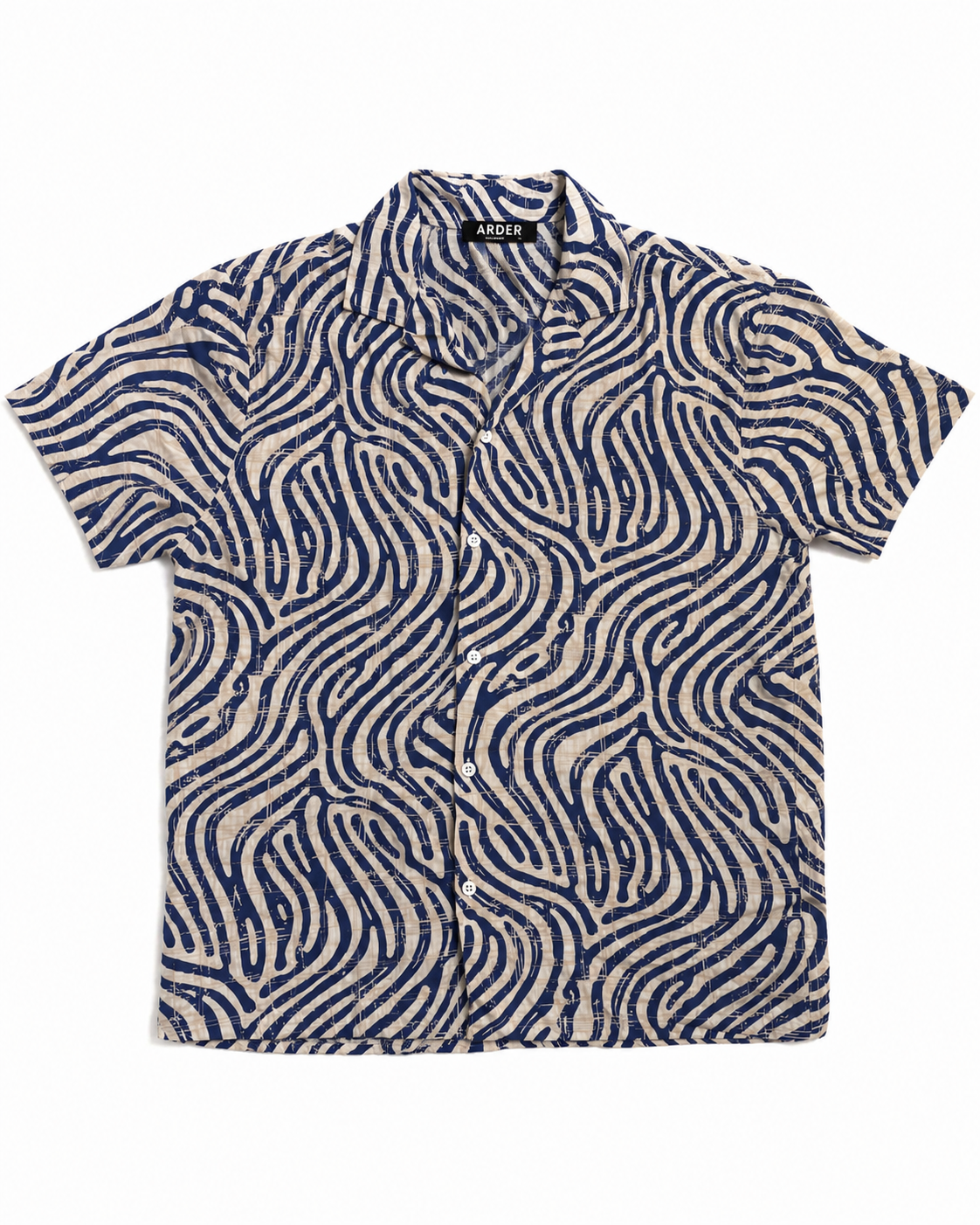 Camisa Estampada Hombre Beige y Azul | Camisa Manga Corta Premium | Arder República Dominicana