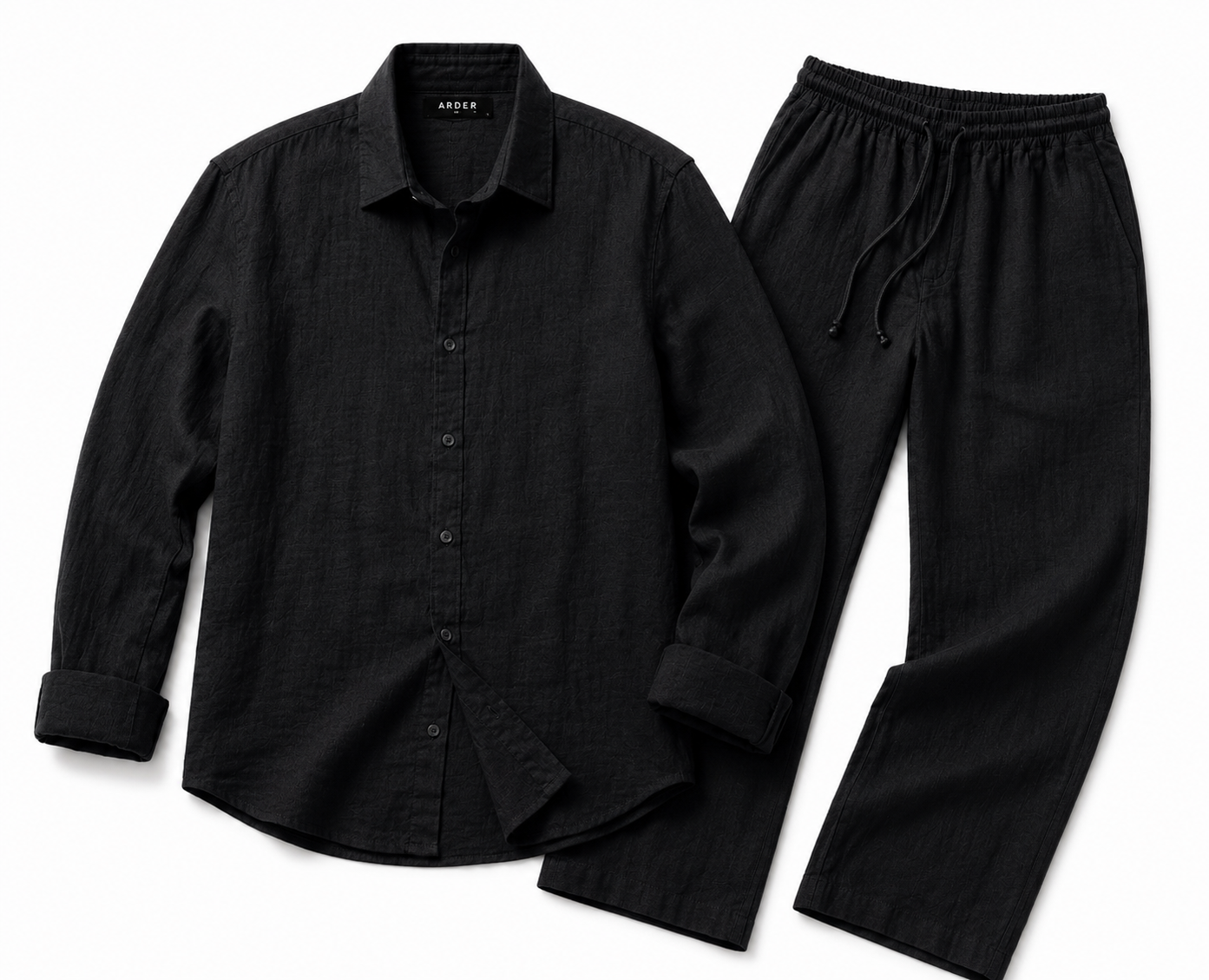Conjunto de Lino Negro para Hombre | Camisa y Pantalón Casual Elegante | Arder RD