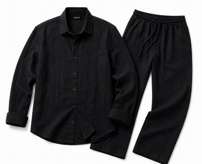 Conjunto de Lino Negro para Hombre | Camisa y Pantalón Casual Elegante | Arder RD
