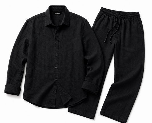 Conjunto de Lino Negro para Hombre | Camisa y Pantalón Casual Elegante | Arder RD