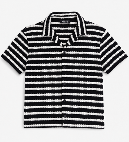 Camisa Crochet Rayas Blanco y Negro para Hombre | Arder República Dominicana