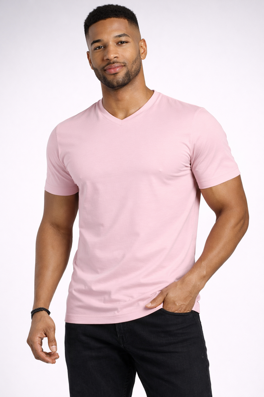 Solid rosa palo tsh de cuello