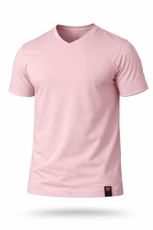 Solid rosa palo tsh de cuello