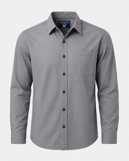 Camisa Gris Manga Larga para Hombre | Casual Elegante
