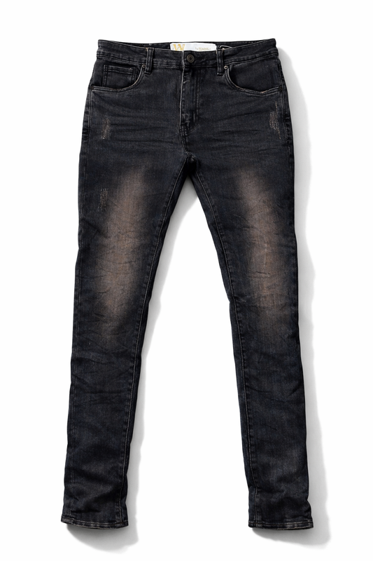 Waimea Jeans Negro Slim Fit Hombre | Pantalón Denim Desgastado