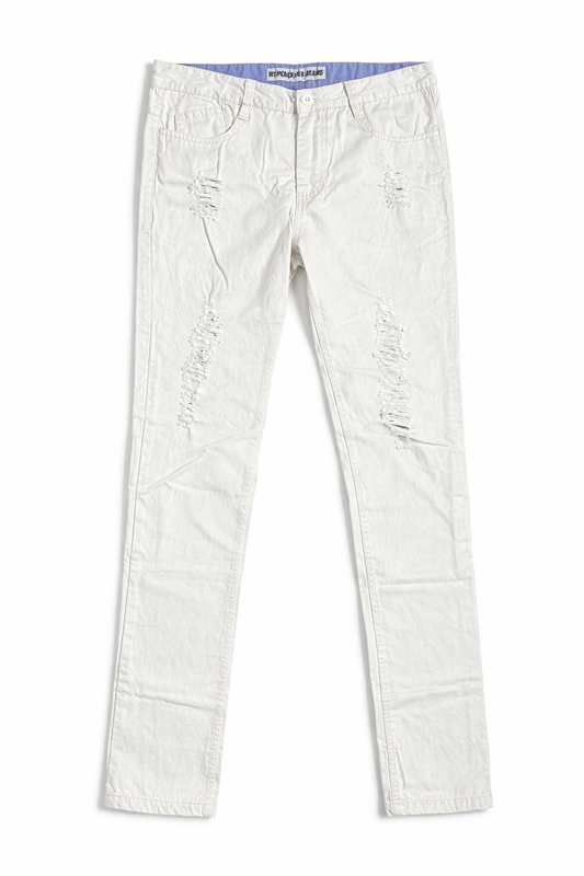 Hypercrush Jeans Blanco Skinny para Hombre | Slim Fit Roto
