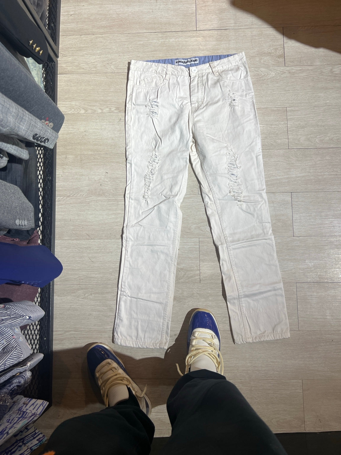 Hypercrush Jeans Blanco Skinny para Hombre | Slim Fit Roto
