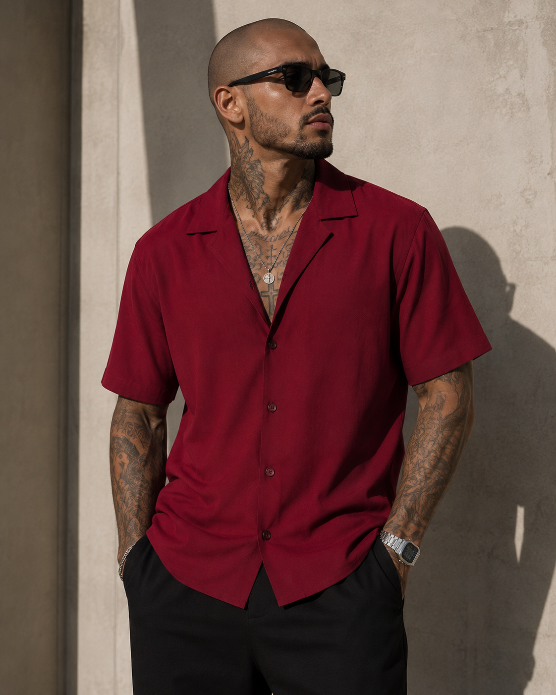 Camisa Vino Manga Corta para Hombre – ARDER