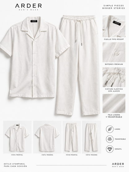 Conjunto Blanco para Hombre – Camisa Manga Corta y Pantalón