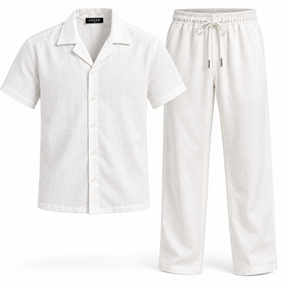 Conjunto Blanco para Hombre – Camisa Manga Corta y Pantalón