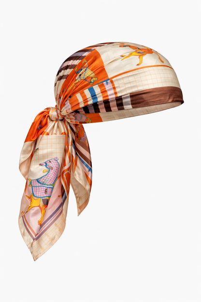 Bandana Satinada Multicolor Estilo Ecuestre | Pañuelo para la Cabeza Unisex