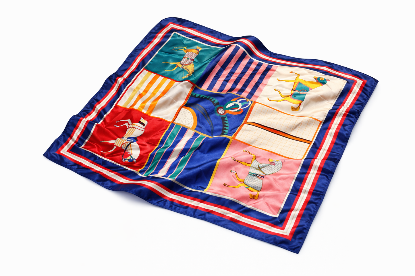 Bandana Satinada Multicolor Estilo Ecuestre | Pañuelo para la Cabeza Unisex