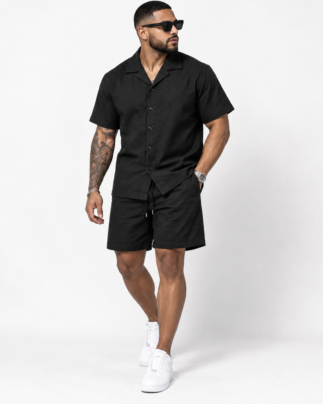 Conjunto Negro para Hombre con Camisa y Short | ARDER RD