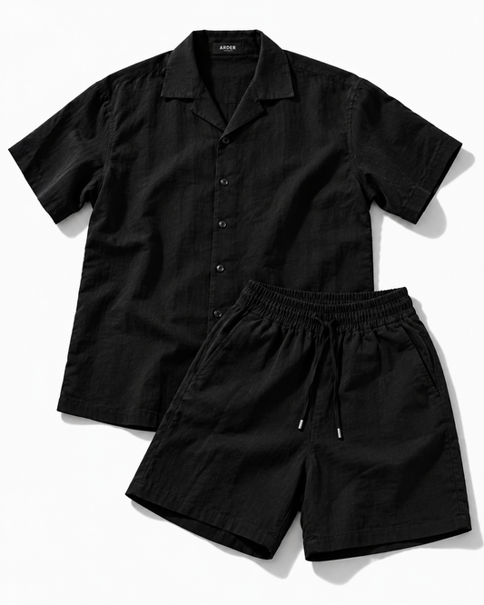 Conjunto Negro para Hombre con Camisa y Short | ARDER RD