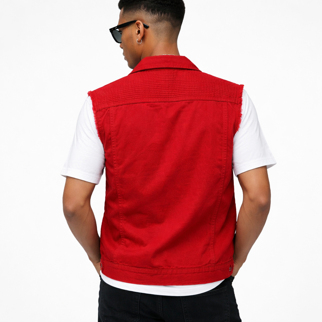 Chaleco Urban Biker Hombre | Negro y Rojo