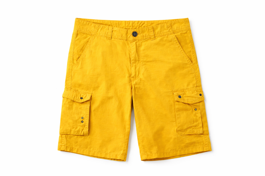 Bermuda Cargo Amarilla Storm Hombre 3/4 – Shorts Urbanos con Bolsillos Laterales