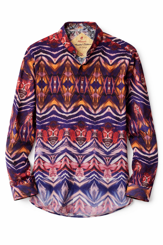 Camisa Estampada Premium Multicolor Hombre – Diseño Abstracto Moderno