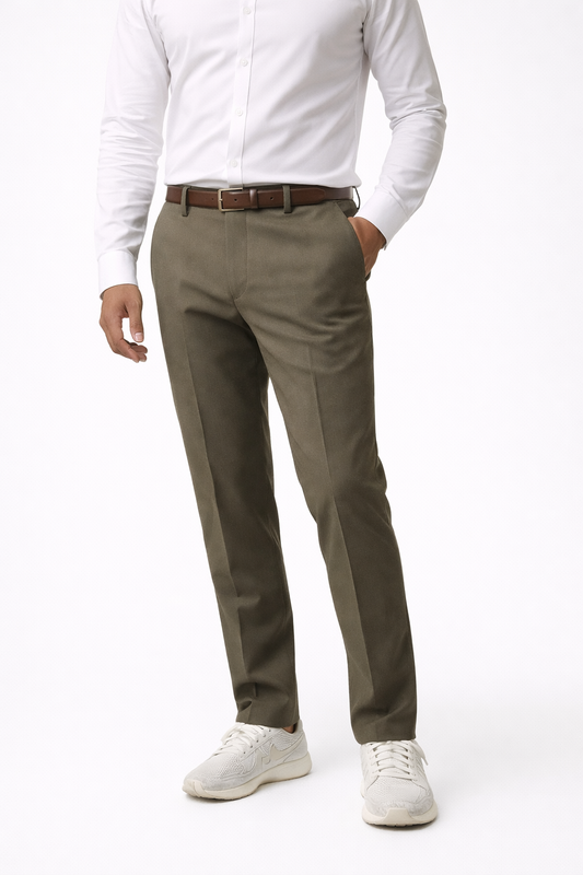Pantalón de Vestir Slim Fit Verde Oliva para Hombre | Estilo Moderno y Elegante