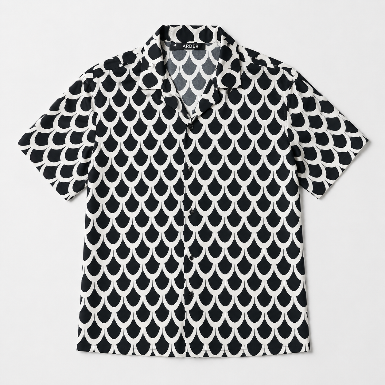 Camisa Hombre Negra y Blanca con Estampado Geométrico | ARDER