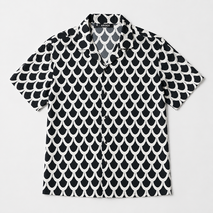 Camisa Hombre Negra y Blanca con Estampado Geométrico | ARDER