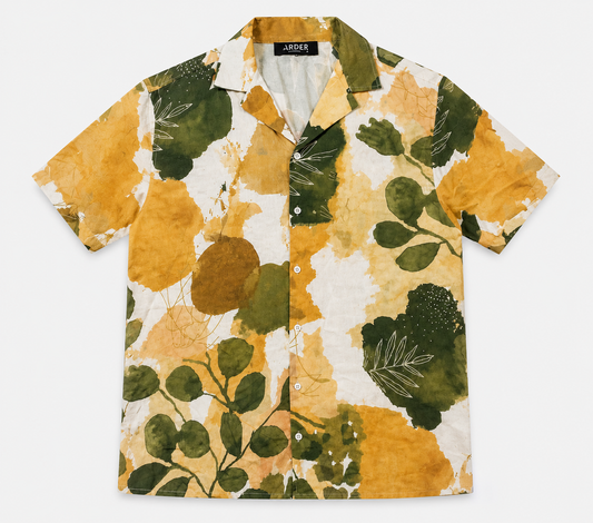 Camisa Tropical Beige, Mostaza y Verde para Hombre | ARDER República Dominicana