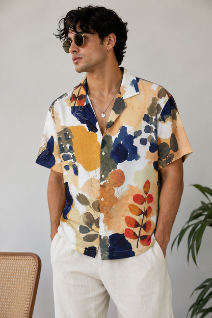 Camisa Hombre Estampado Artístico Premium Manga Corta – Estilo Resort Casual | ARDE