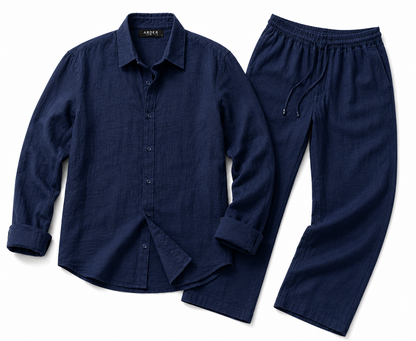 Conjunto de Lino Azul Navy para Hombre | Camisa y Pantalón Premium ARDER República Dominicana