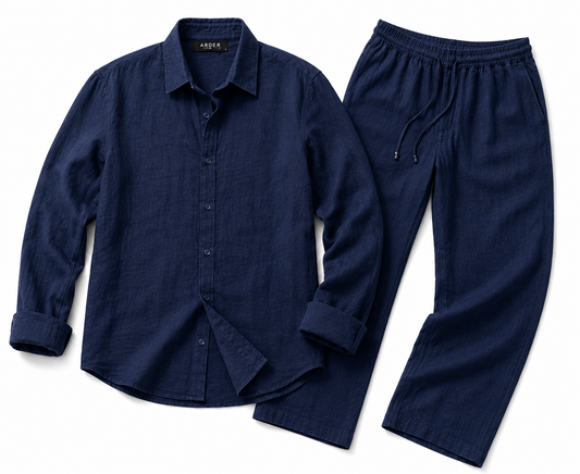 Conjunto de Lino Azul Navy para Hombre | Camisa y Pantalón Premium ARDER República Dominicana