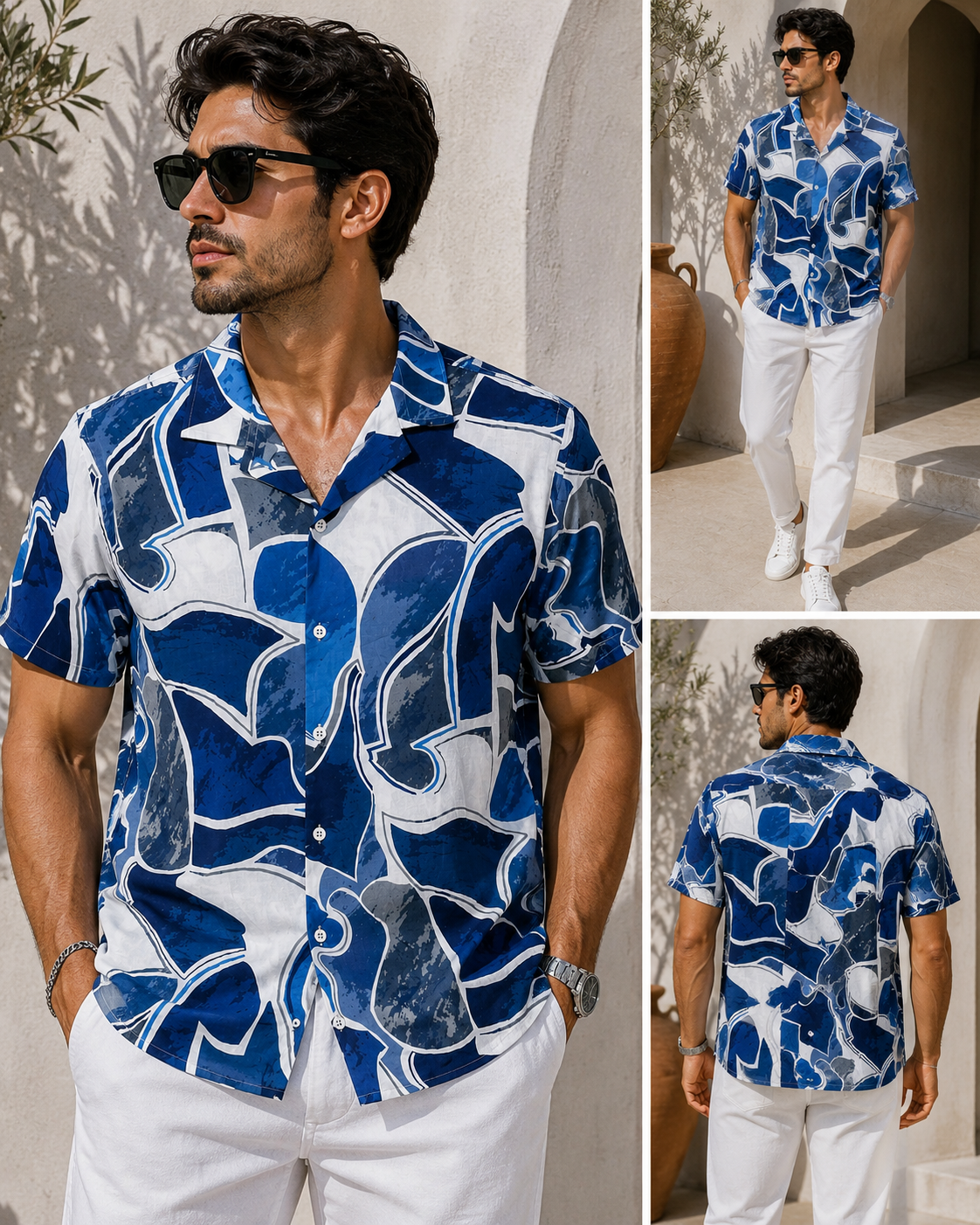 Camisa Estampada Azul para Hombre | Camisa Casual Premium ARDER República Dominicana