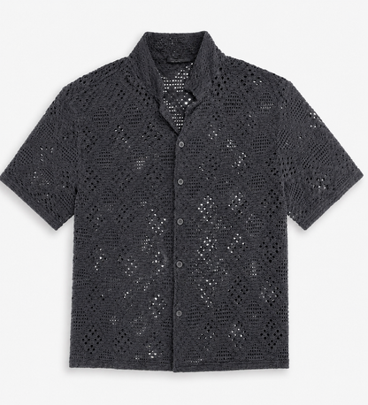 Camisa Crochet Gris Oscuro para Hombre | Tejido Premium ARDER República Dominicana
