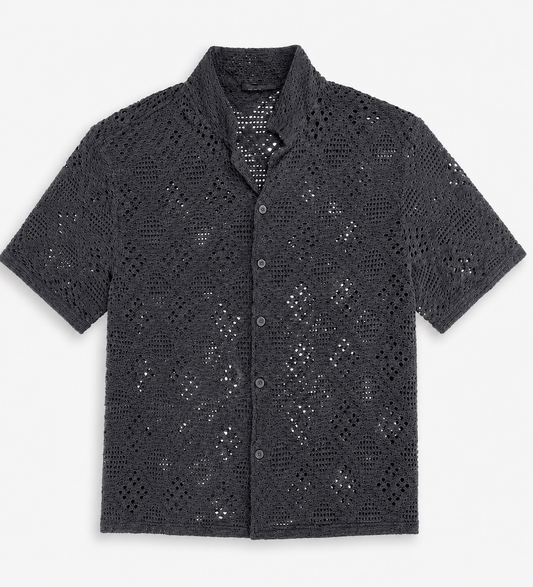 Camisa Crochet Gris Oscuro para Hombre | Tejido Premium ARDER República Dominicana