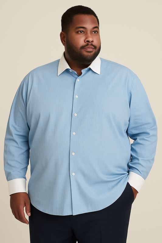 Puños blanco camisa azul