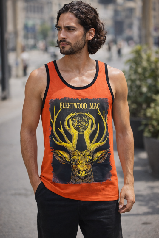 Franela Hombre Naranja Fleetwood Mac Estampado Ciervo – Tank Top Streetwear