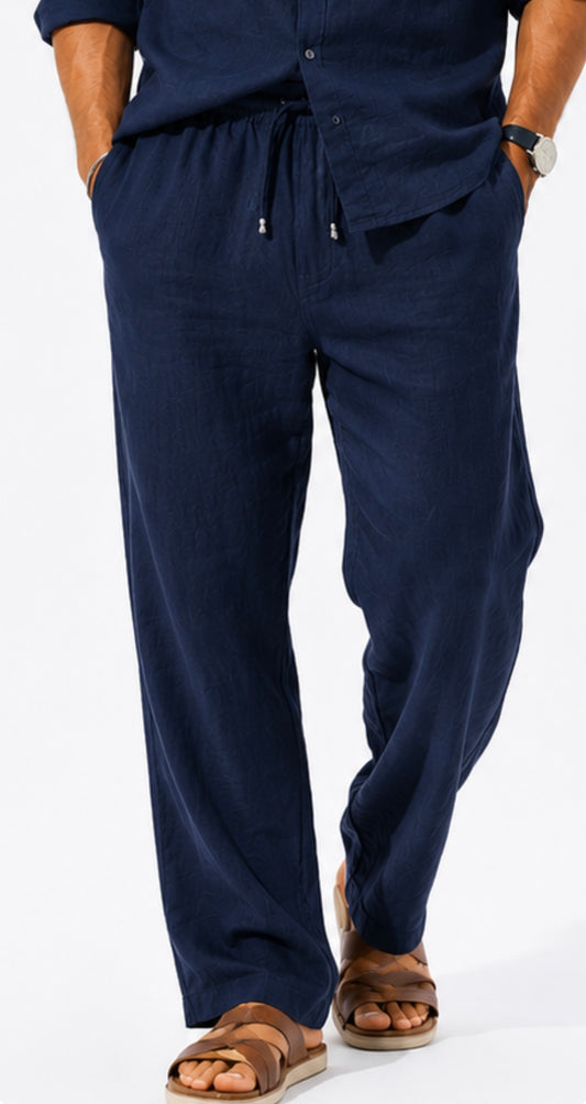 Pantalón de Lino Azul Marino para Hombre – Corte Relajado