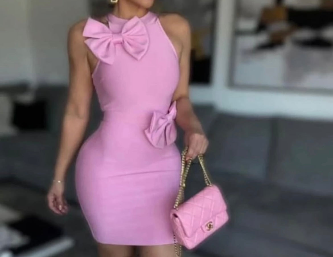 VESTIDO LAZO ROSADO