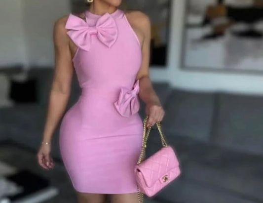 VESTIDO LAZO ROSADO
